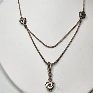 925 Sterling Silver Layered Twist Chain Necklace 16"L